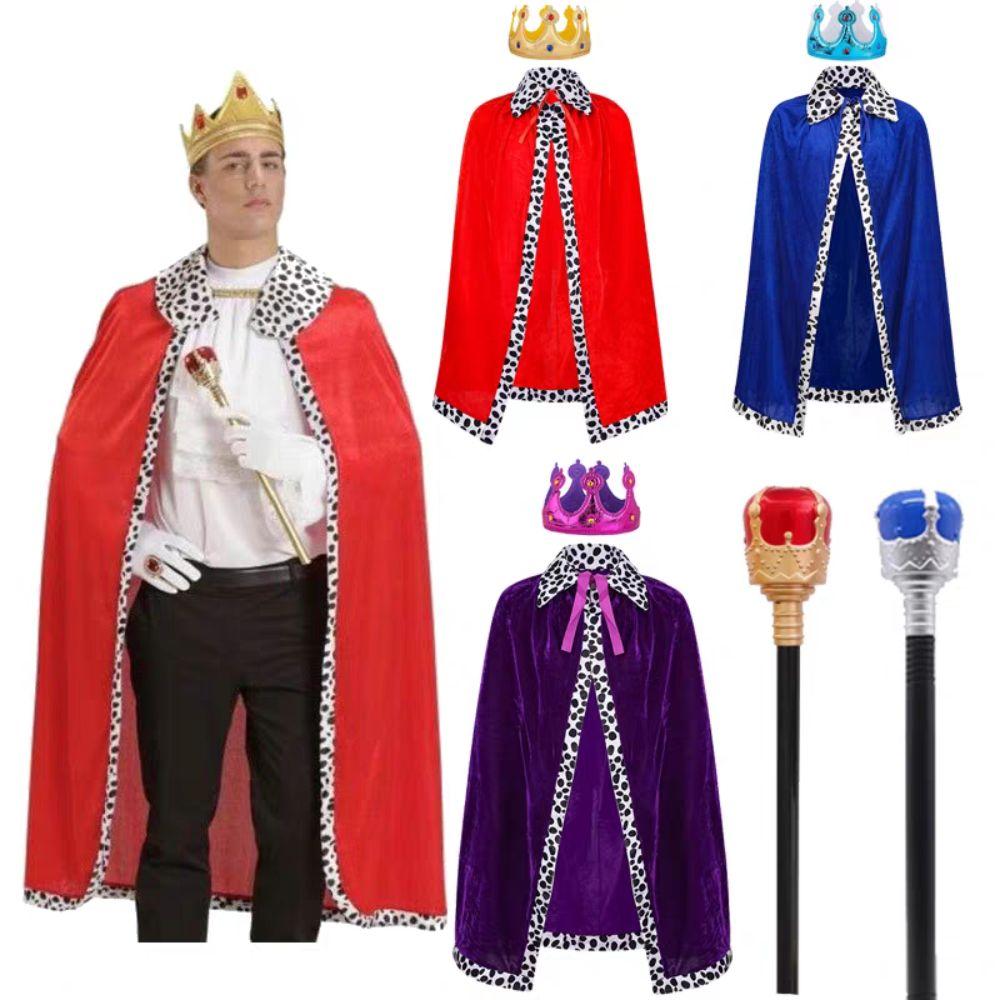 Red Velvet Adult Kids Prince Robe 80/90/130/150cm Cosplay Dress Up  for Parent-child Activity