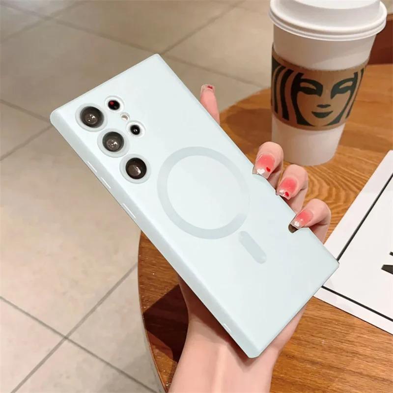 Suitable for Samsung S25 Ultra Mobile Phone Case Magnetic Metal Paint S24FE Glass Lens Film S23Plus All Inclusive Case