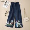 ZANZEA Womens Loose Casual Floral Print Long Pants