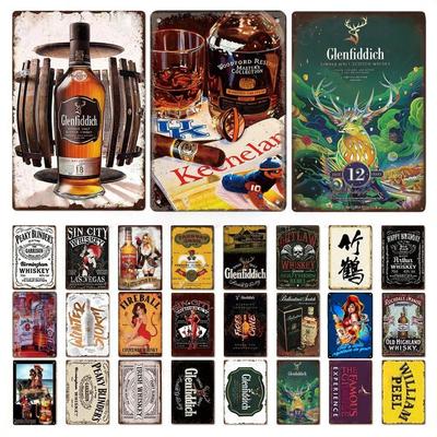 Vintage Whisky Plaque Metal Tin Metal Sign Pin Up Girl Retro Wall Decoration For Garage Club Bar Man Cave Pub Cafe Wall Decor