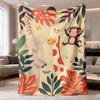 Adorable Animal Print Flannel Blanket | Suitable for Sofa, Bed, Office, Travel, and Camping, Durable All-Season Warmth, Ultra Soft, Polyester, Digital