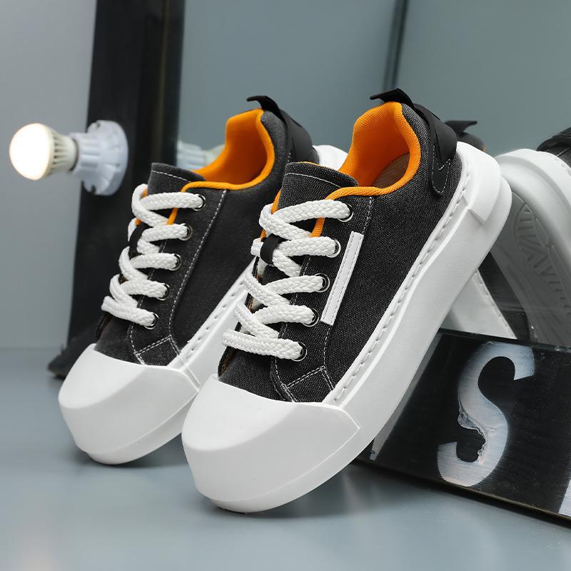 Canvas shoes men's summer new casual men's shoes 2025 youth low-top thick baseplate shoes fashion versatile trendy shoes men