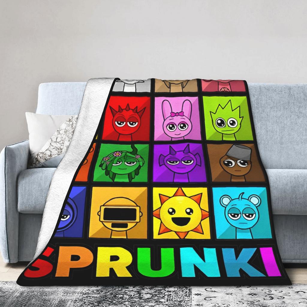 Sprunki Characters Game Blankets  Flannel Funny Breathable Throw Blanket for Home All Season