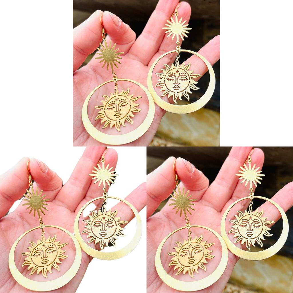 Bohemian Sun Goddess Alloy Geometric Earrings For Fashionable Summer Wear