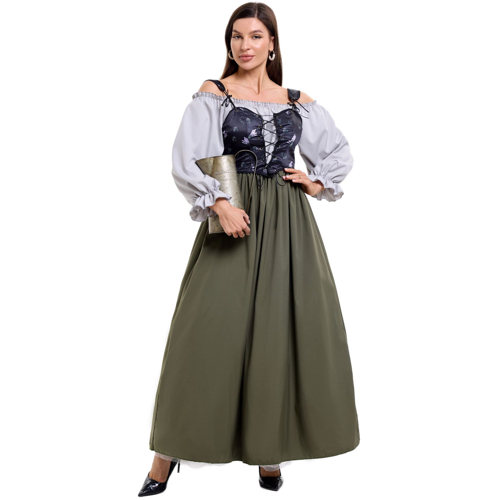 

Scottish Colonial European Medieval Court Vintage Dress cos Stage Halloween Costume XL