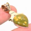 Natural Ocean Jasper TwoTone 925 Solid Sterling Silver Gift Pendant 1.50" W0L87
