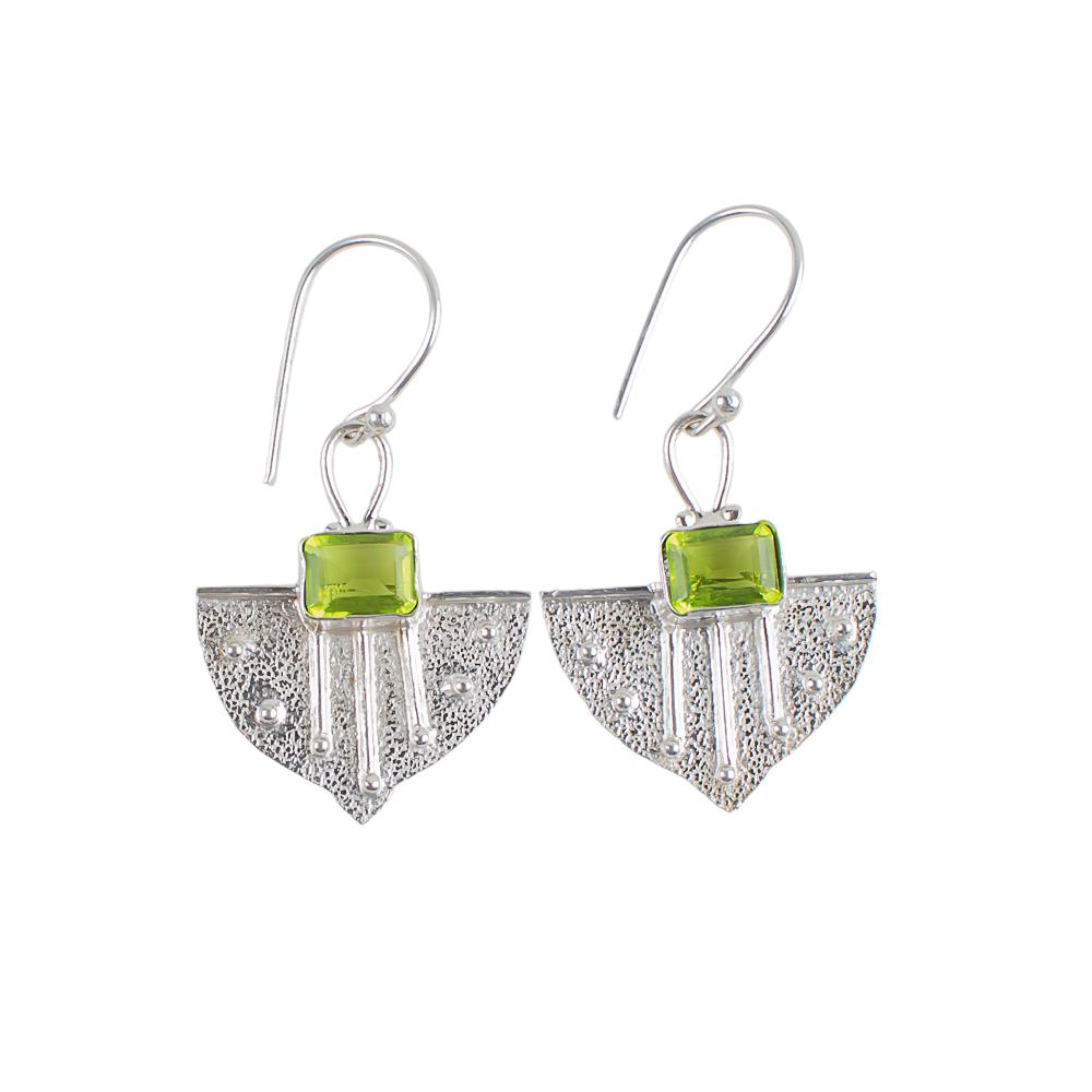 Peridot Gemstone 925 Sterling Silver Jewelry Handmade Earrings 1.19" For Women EE-65-1