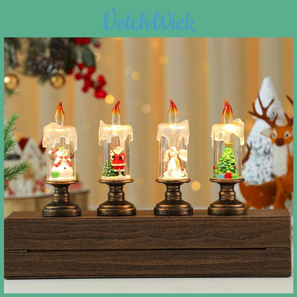 Christmas Snowflake Candle Light With Falling Snow Effect For Holiday Decor