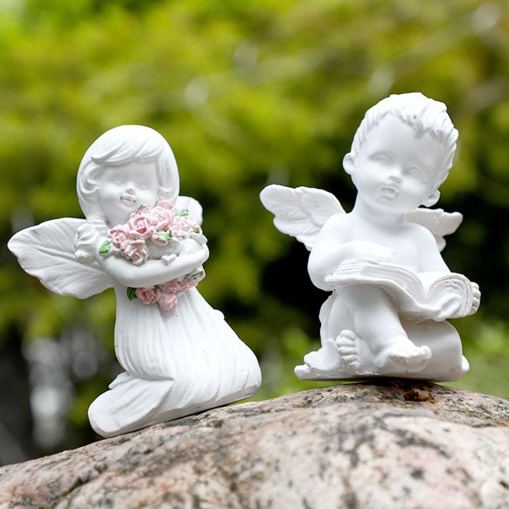 Creative Angel Figurine Cute Garden Miniature Sculpture Painted Little Angel Statue  New Year