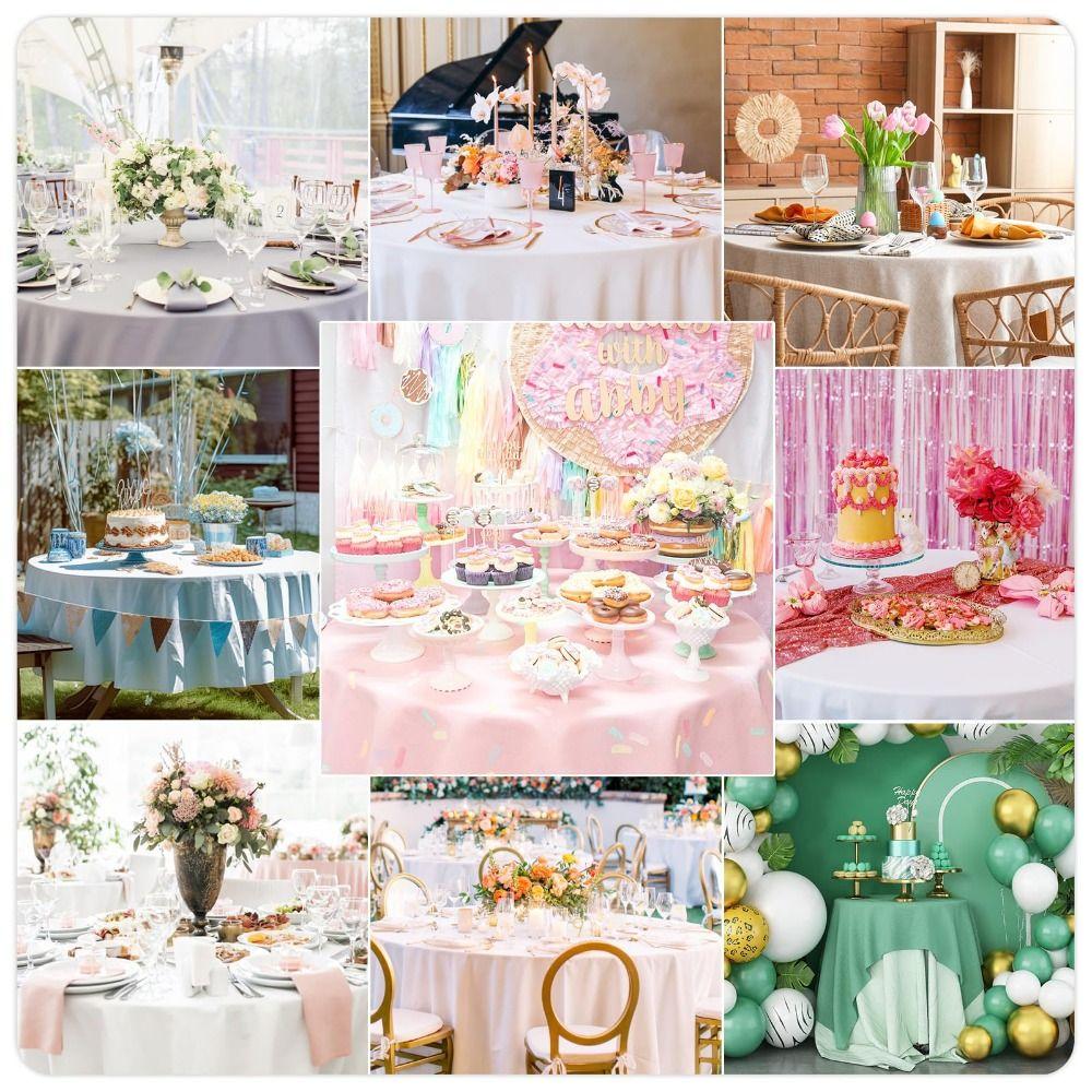84 Inches Disposable Tablecloth Oil-proof Reusable Round Tablecloth Wrinkle-Free Waterproof Gingham Tablecloth Family Gathering
