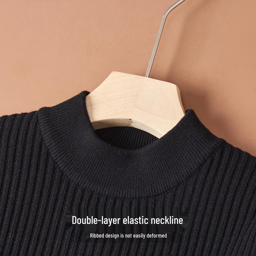 2025 Men's High-End Jacquard Crew Neck Short Sleeve Knitted Sweater – Fashionable & Versatile for Autumn/Winter