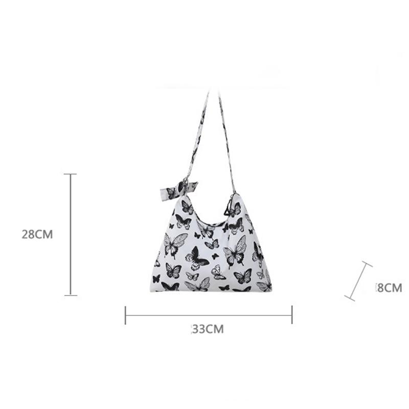 Female New Fashion Casual Nylon Fabric Printed Bow Bag Korean Version Shoulder Bag Beach Tote Bags Women New In Handbag CLE