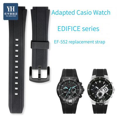 Silicone Rubber Sports Watch Strap For Casio 5119 Edifice EF-552 Watchband EF-552D-1A Men's Bracelet Stainless Buckle Black 20mm