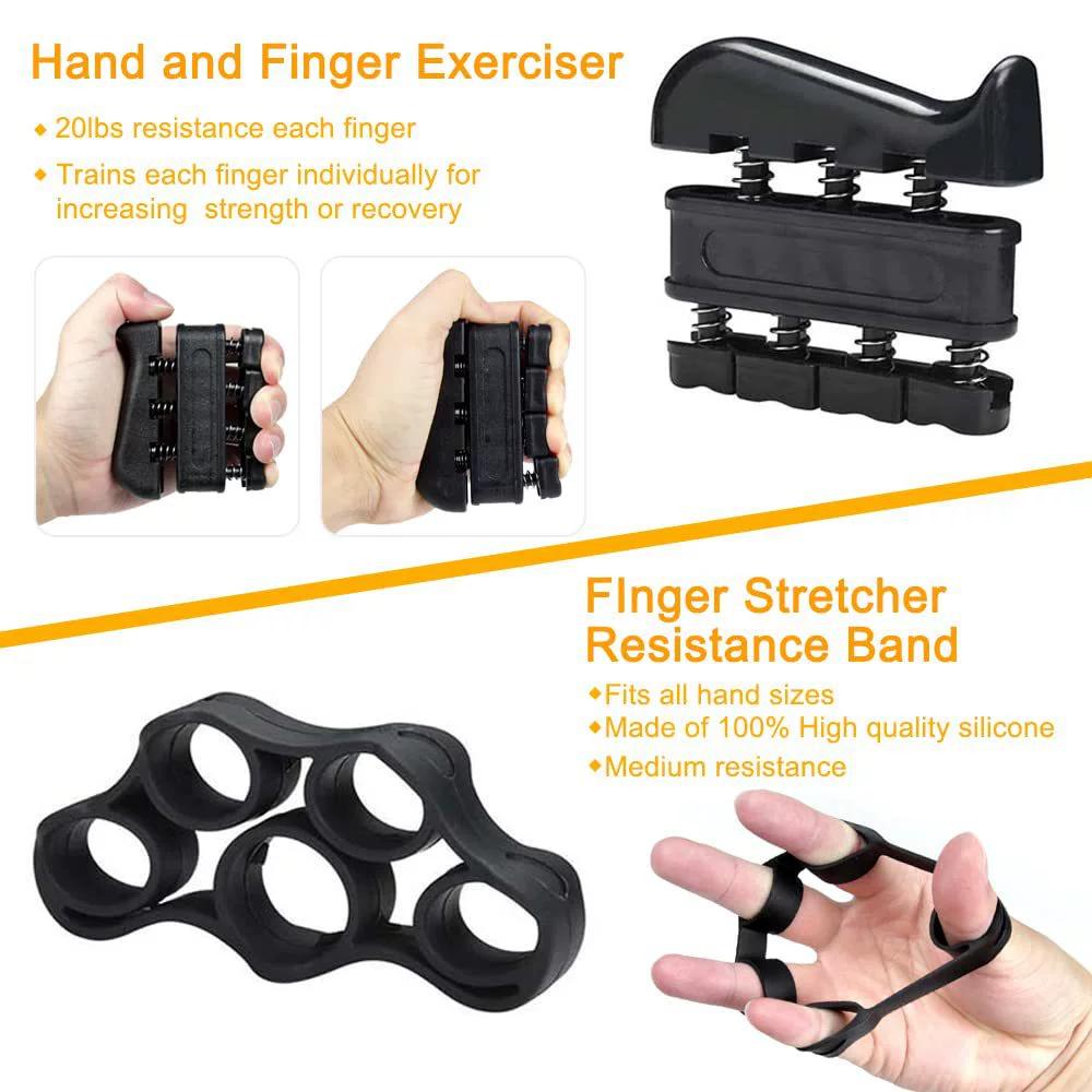 Gym Fitness Adjustable 10-60KG Hand Grip Set Finger Forearm Strength Muscle Recovery Hand Gripper Exerciser Trainer Ball 5pcs
