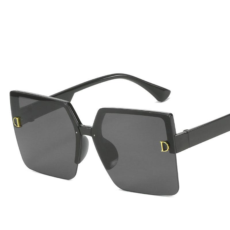 Fashion Trendy Women Sunglasses Square Shape Big Frame Semi-rimless Sunglasses Female High Quality Women Sun glasses