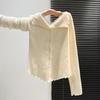 Women’s High-End Ruffle Lace V-Neck Knit Cardigan Sweater