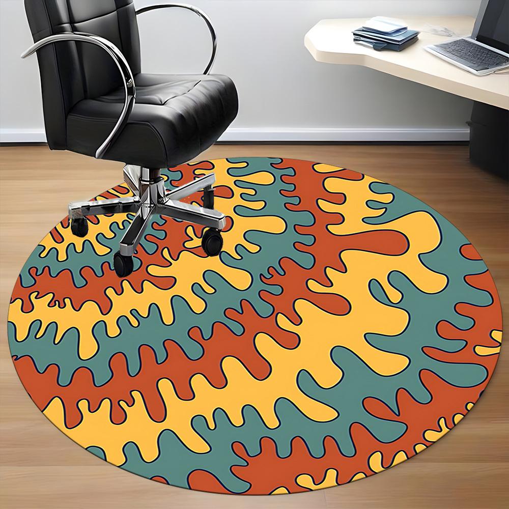 1pc Abstract Patterns Office Round Area Rug, Indoor Mat Suitable For Office, Under Office Chairs Bedroom Living Room Home Decor174