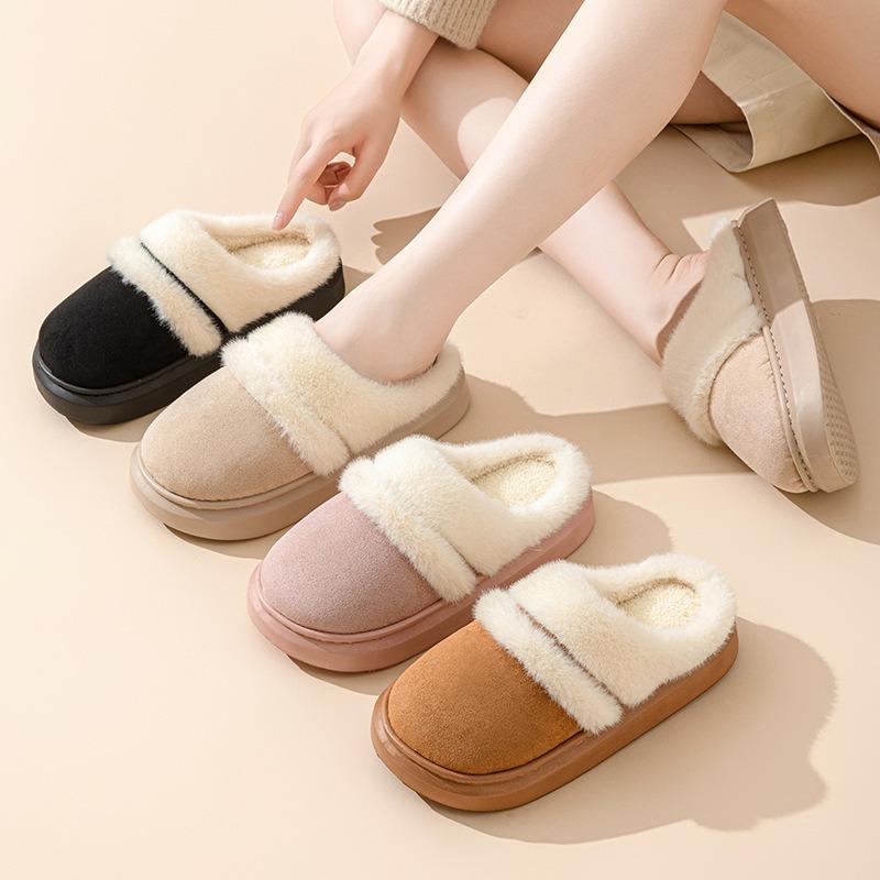 Autumn and winter thermal cotton slippers women's indoor home non-slip and deodorant thick-soled warm fashion outer wear velvet cotton shoes