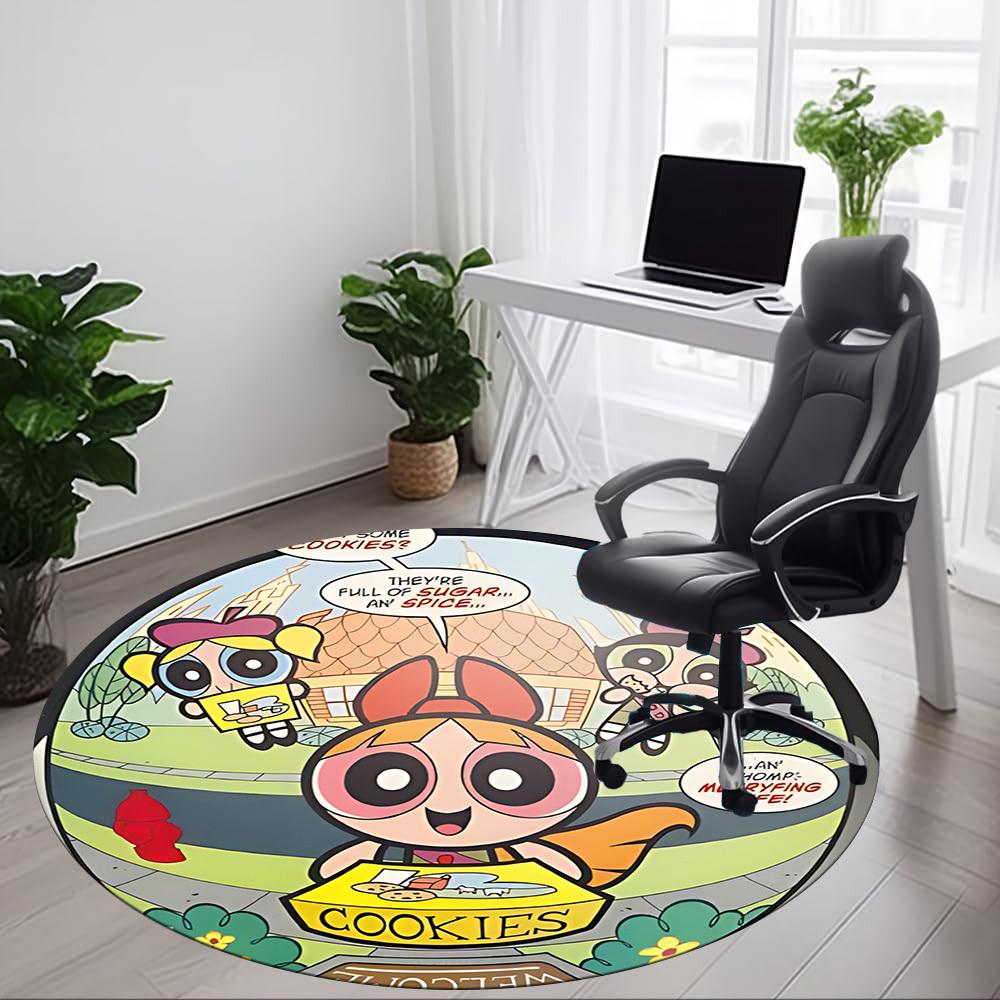 

1pc Cookie Powerpuff Office Round Area Rug, Under Office Chairs Bedroom Living Room Home Decor, Room Deco, Available in Various Sizes 80cm