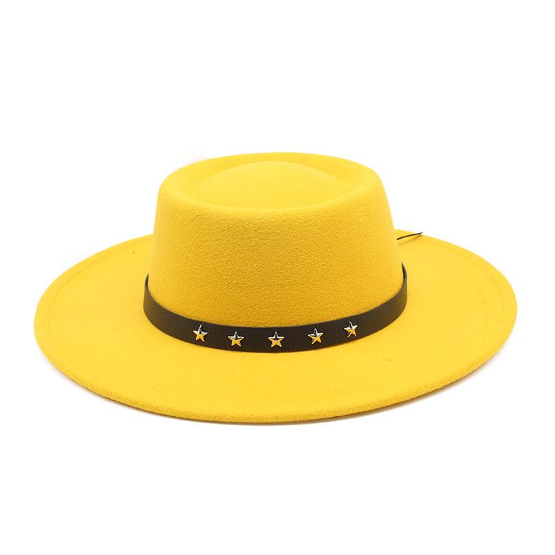 2022 Woolen Hat Women Spring And Autumn French Top Hat White Flat Edge Wide Brim British Men