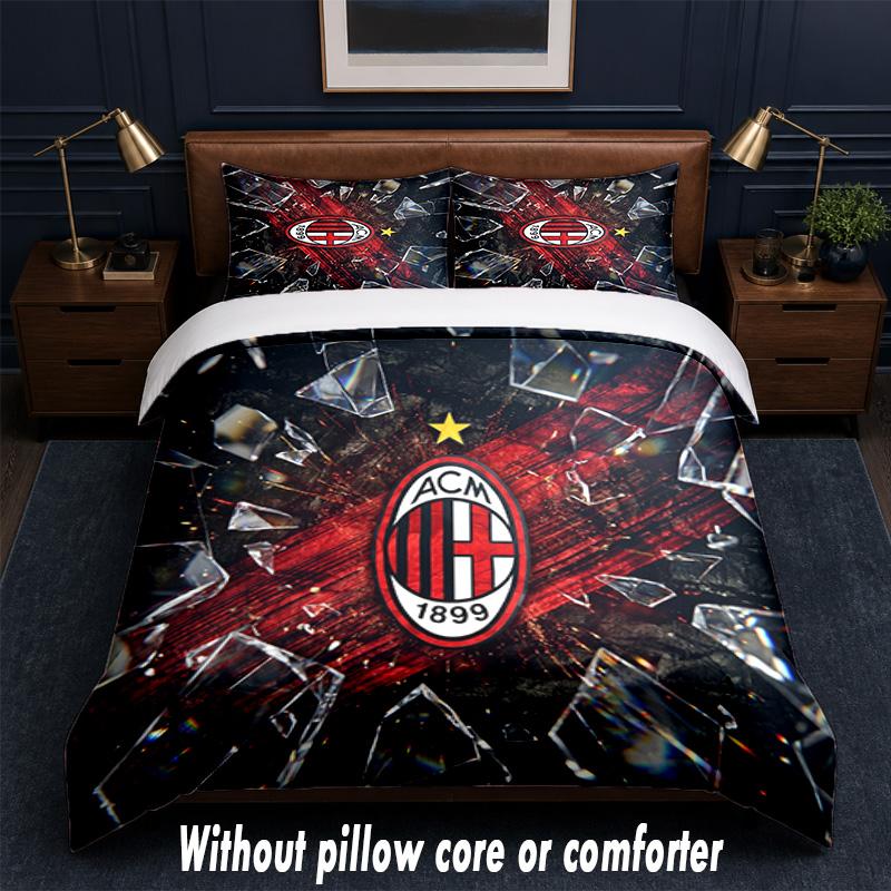 AC Milan Design Bed Bedding Set 1 Duvet Cover + 2 Pillowcases Soft Breathable Household Bed Linens