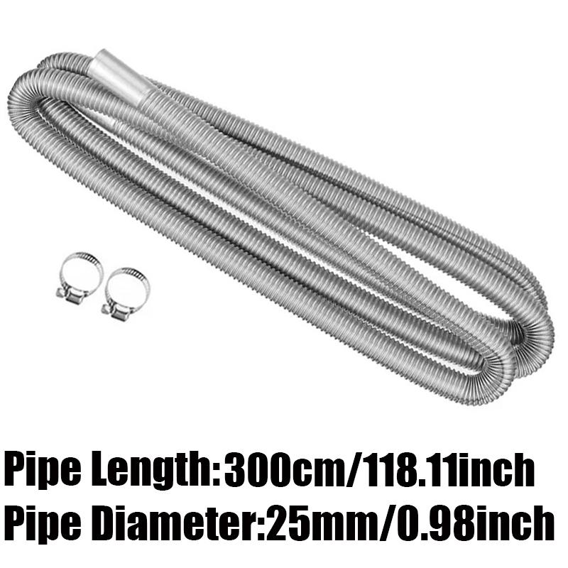 300cm Car Air Diesel Parking Heater Exhaust Pipe Tube Hose 24mm Air Filter Muffler Silencer With Clip For Webasto Eberspacher 300cm Pipe
