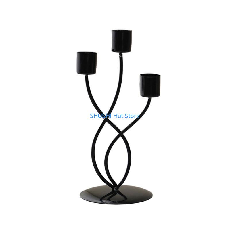 Nordic Styles Vintage Metal Iron Holder Decorative Stand Candlestick for Wedding Dining Table Centerpiece D57B