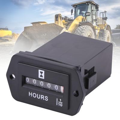 Mechanical Hour Meter Fully Sealed Rectangle DC 12V-36V High Accuracy Time Counter for Engineering Machinery