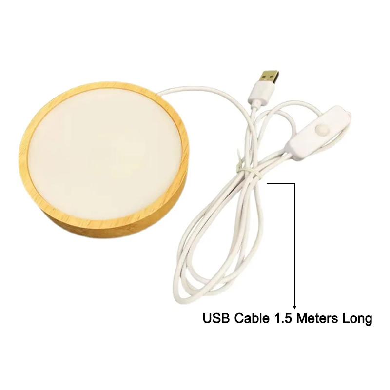 Xiaomi 6/8/10CM Round Wooden LED Night Light Base 3D Decorative Wooden Holder Display Stand For Crystals Glass Ball Acrylic Decoration