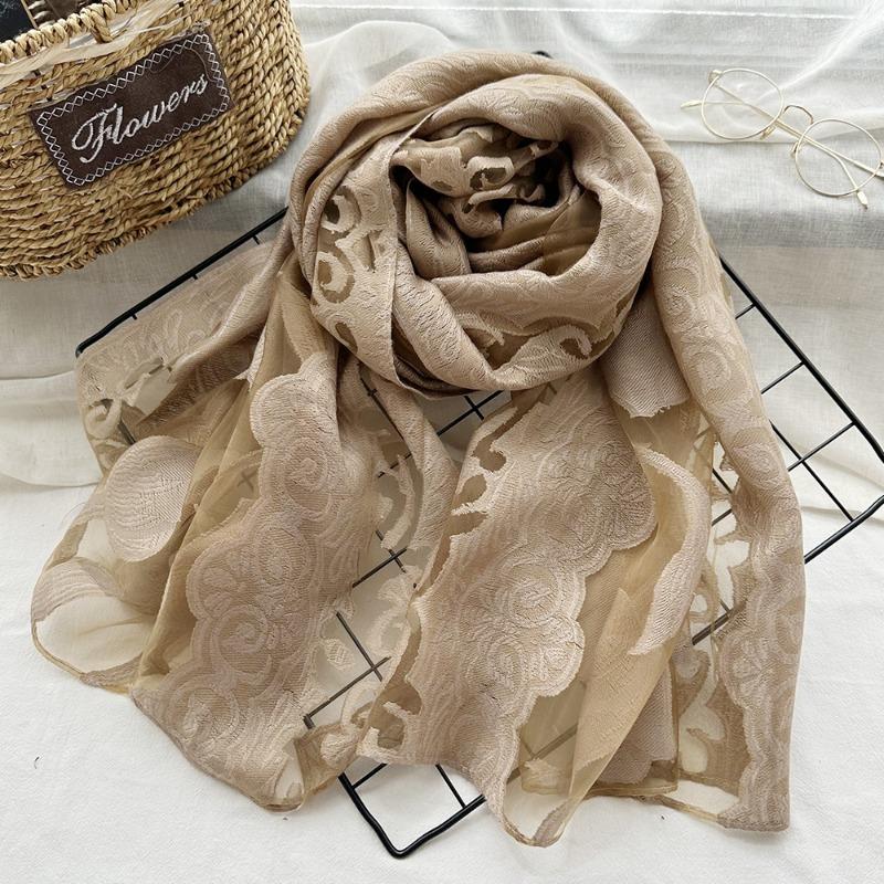 Spring/Summer New Simulated Silk Stain Dyeing Cutting Flower Thin Scarf Sunscreen Shawl