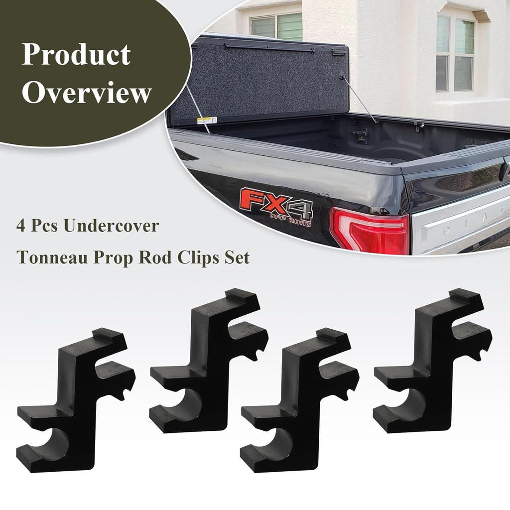 4 Pcs Prop Rod Clips Set Fit for Undercover Tonneau Prop Rod, Truck Bed Cover Clips for Undercover Ultra Flex Hard Folding Truck Bed Tonneau Cover