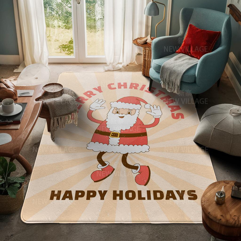 House Entrance Carpet Home Door Mat Living Room Bath Foot Bathroom Non-slip Water Absorption Rugs Bath Merry Christmas Winter