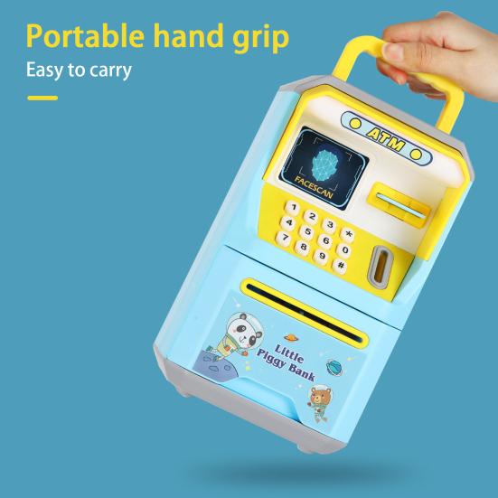Kids Piggy Bank Portable Handle Built-in Music Digital Password Simulation Face Recognition Save