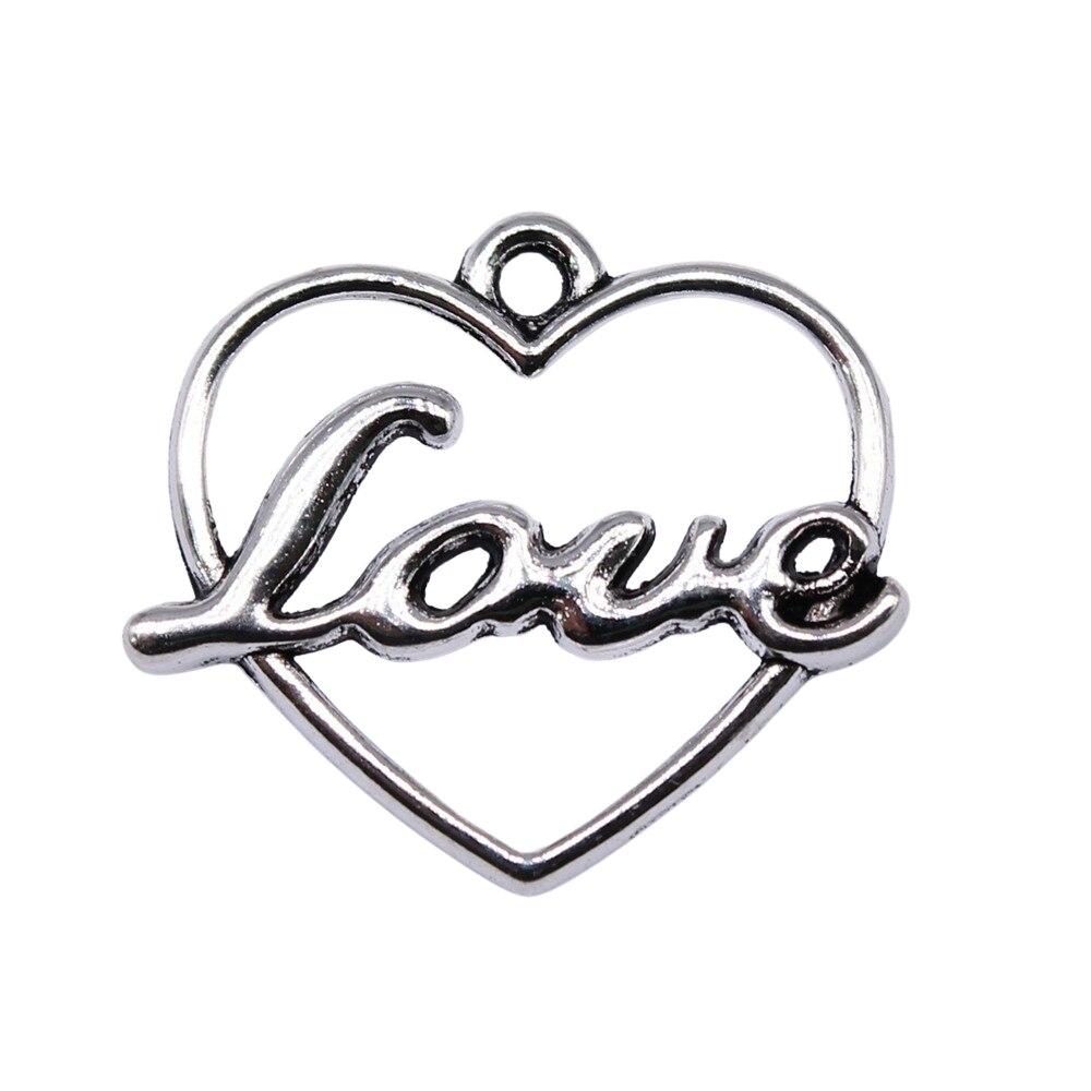 

20 шт., подвески в форме сердца любви, подвеска, античное серебро, цвет 22X19 мм