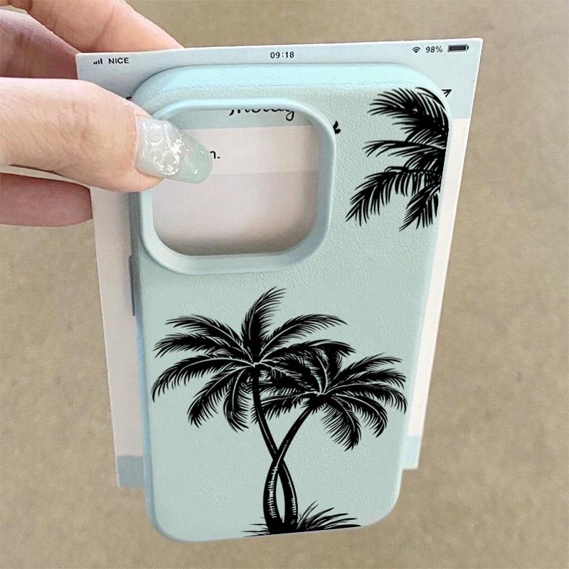 Für iPhone 16 Pro Max 16E 15 14 Pro 13 12 11 Handyhülle Kokospalmenmuster Schlank Weich TPU Sturzsicher Stoßfest Matt Bumper Cover