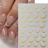 Metallic Silver Line Nail Manicure Stickers Metal Chrome Stripe Vine Flame Adhesive Decals Tape Swirl French Sliders Decor Foils