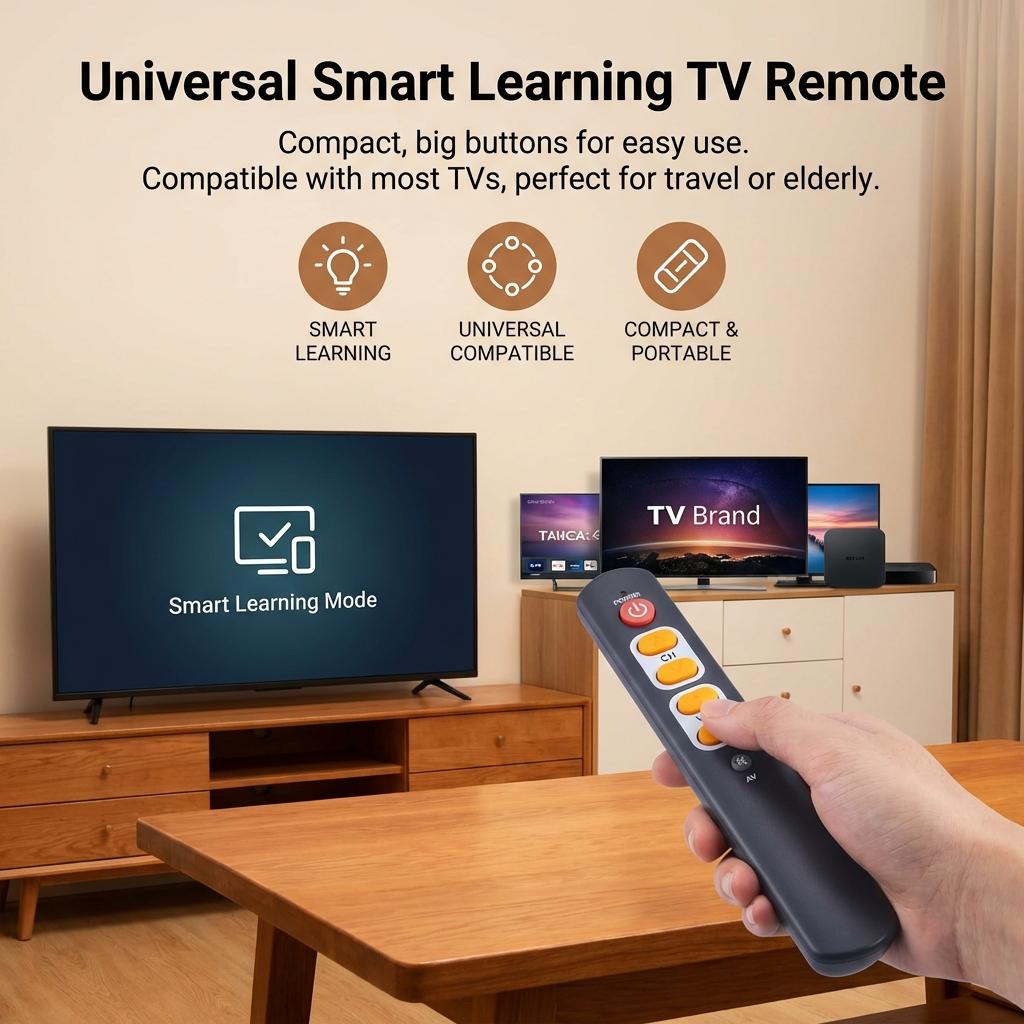 Smart Learning TV Remote Control Universal Compatibility Portable Design ABS Material