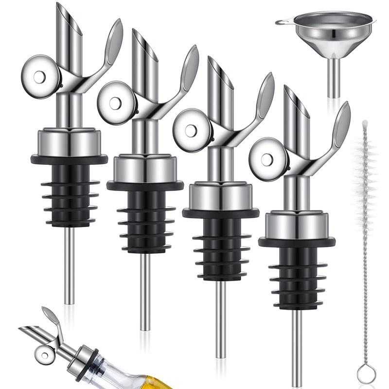 AD23-4 PCS Weighted Stainless Steel Pourers Olive Oil Spout Automatic Opening And Closing Spout