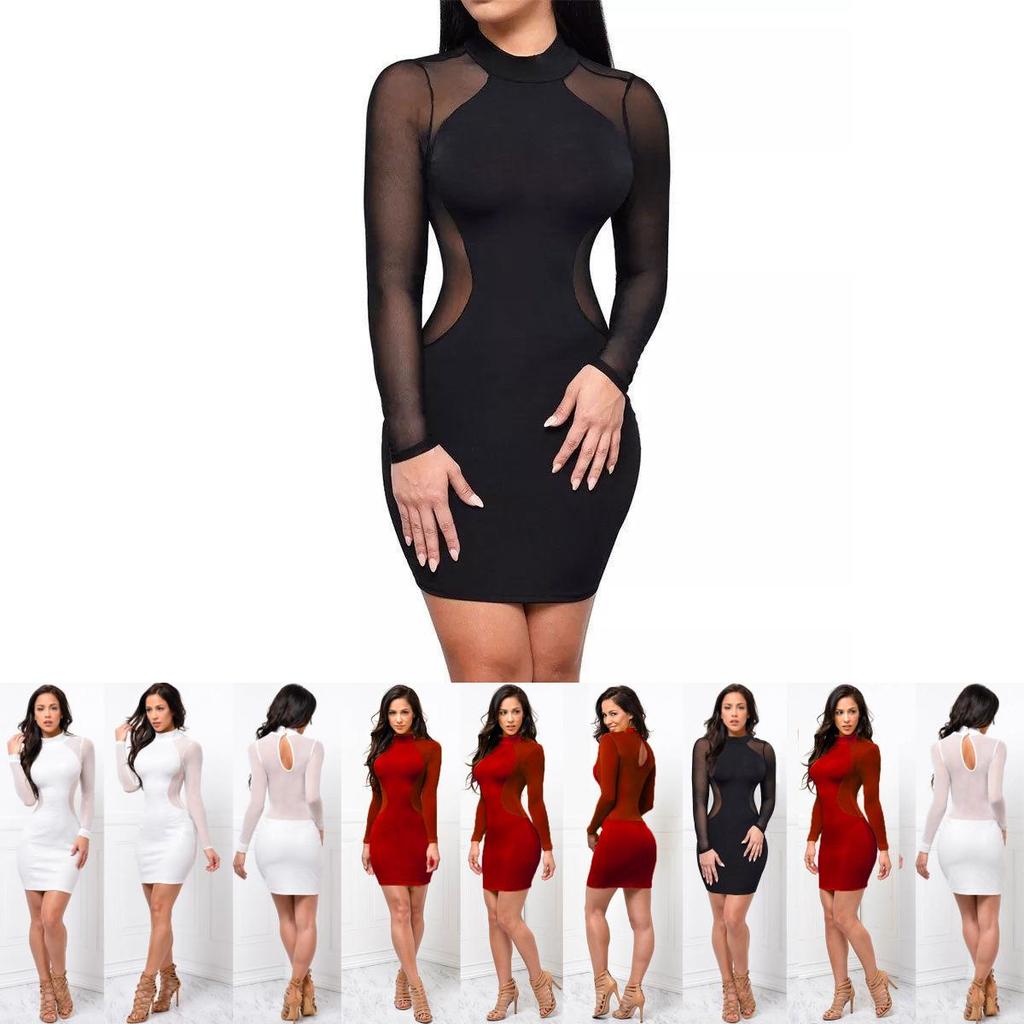 Premium Quality Women Sexy Long Sleeve Bandage Bodycon Evening Cocktail Mini Dress