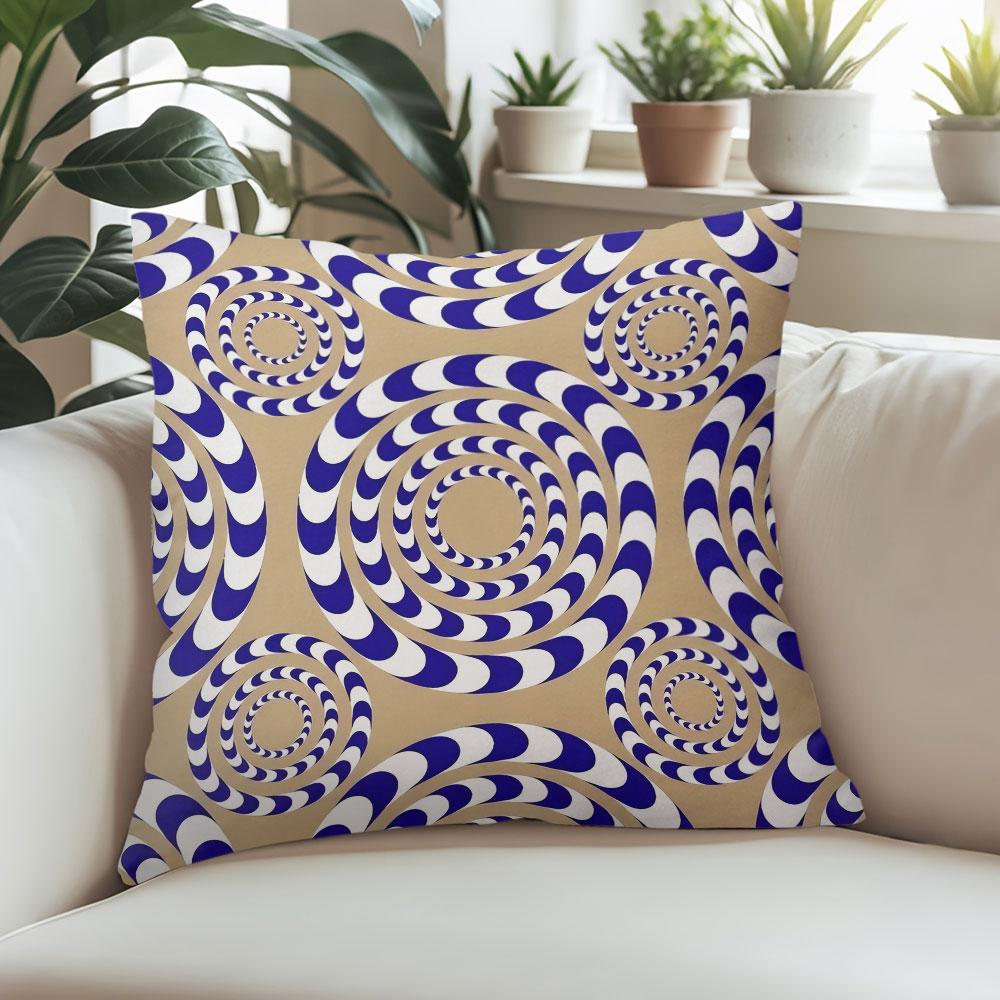 Hypnotic Circle Square Jacquard Pillow Cover for Sofa Office Waist Cushion Cover Home Decorative Pillowcase