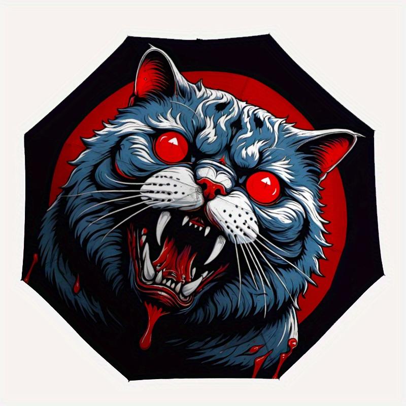 

1pc Bloodthirsty Feline Automatic Umbrella High Quality Canopy, Portable Folding Umbrella with, Ideal Gift for - Travel 218