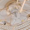 19-Inch Flush Mount Fan Light with Gold Crystals, ABS Blades, Dual Control Via App and Remote Control, 6 Speed Settings, Low-Ceiling Spaces