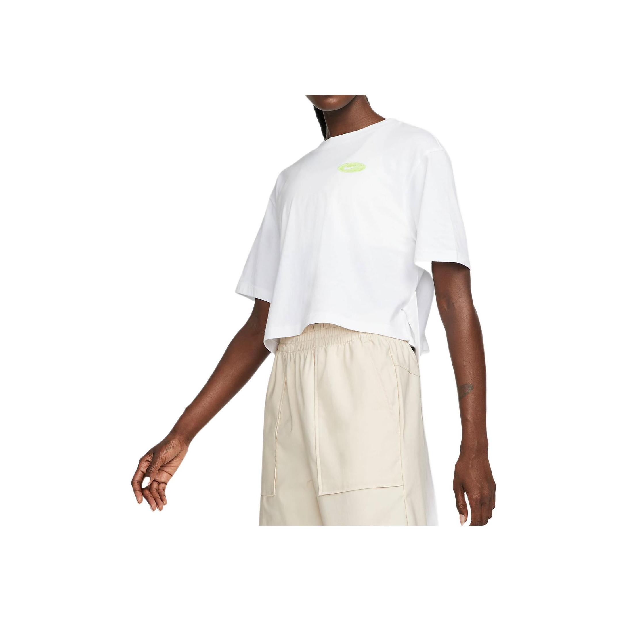 

Nike Logo Solid Color Sports Fashion Дышащий круглый вырез с коротким рукавом укороченный топ для женщин топы Белый DM6575-100 S