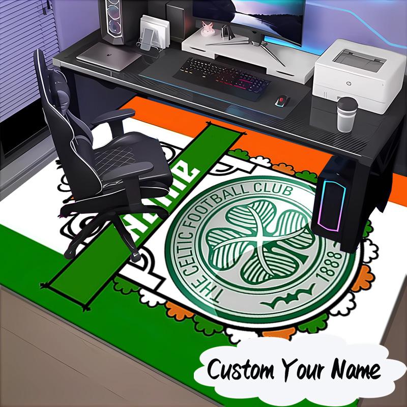 Custom Name Celtic Football Crest Rug for Living Room, Game Rooms, Office, Bedroom, Floor Mat Playful Design, fan gifts Christmas decor