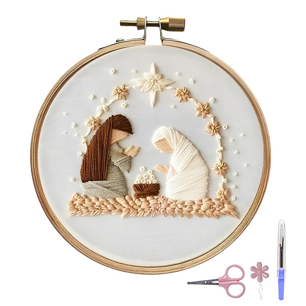 Christmas Embroidery Kits with Embroidery Hoop Thread Needle Material Package Only Embroidery DIY Starter Kit for Beginners