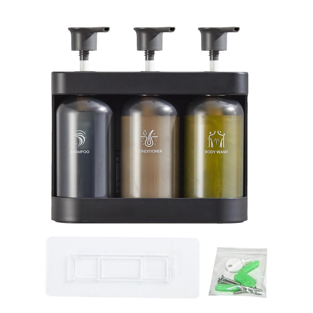Shower Soap Dispenser Wall Mounted Shower Dispenser 3 Chamber Shampoo Conditioner Body Wash Dispenser for Bathroom
