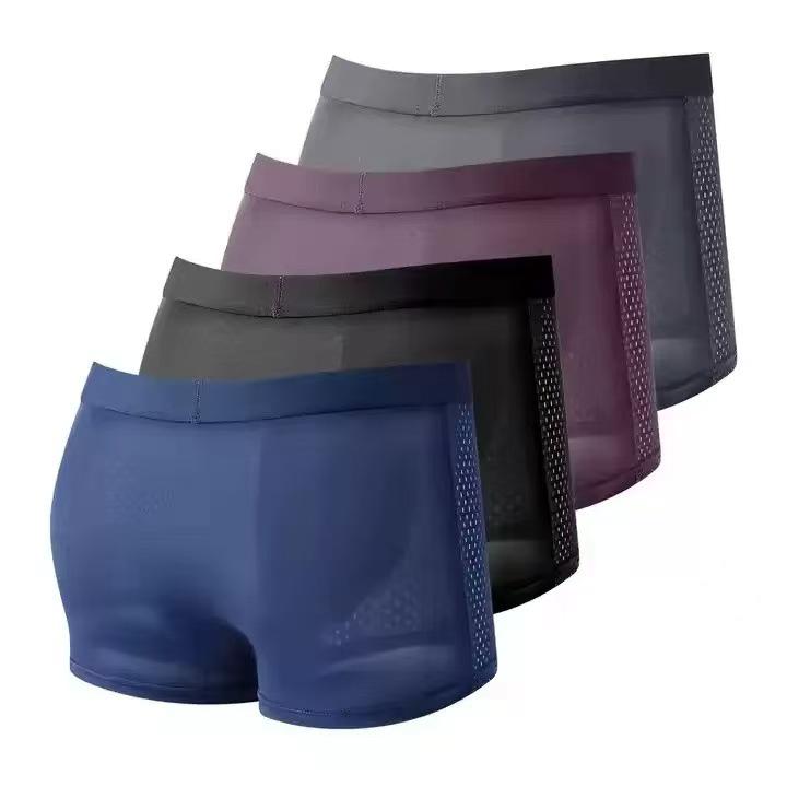 Slip Boxer da Uomo in Rete di Seta Ghiacciata Estivi