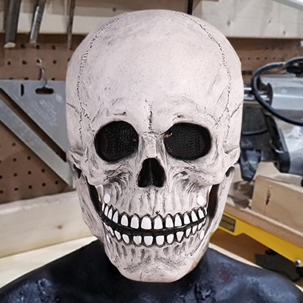 Halloween Animated Talking Mask Glowing Green Eyes Skull Mask Animated Moving Jaw Skull Realistic Halloween Prop Full Head Halloween Skull Mask