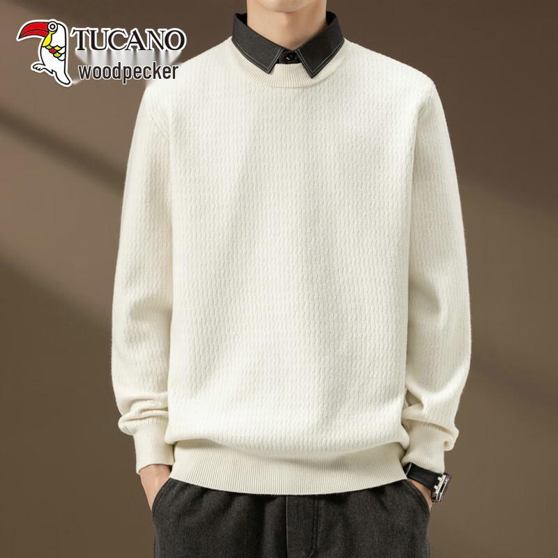 TUCANO Men s Faux Two-Piece Knitted Pullover Sweater 4XL