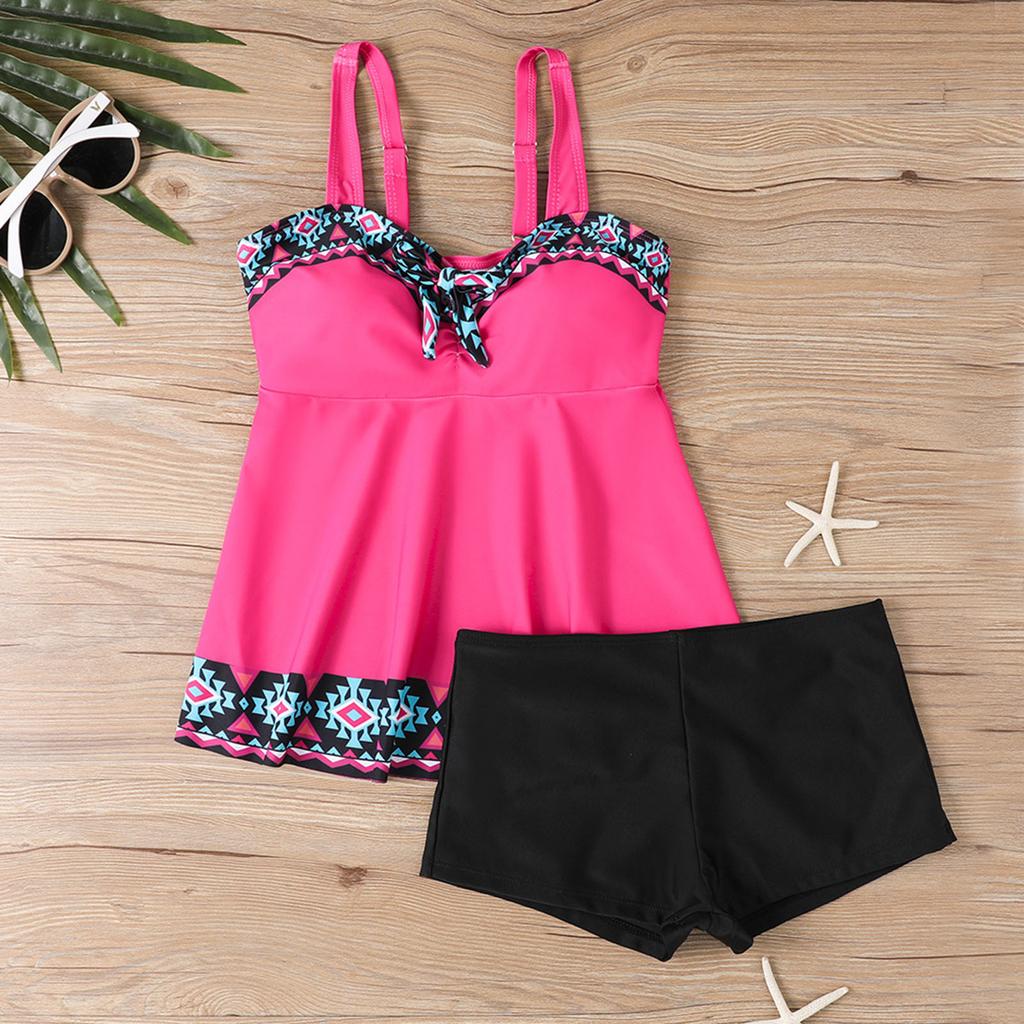 Women's Split Fashion Sexy  Printed Skirt Swimsuit With Chest Pad Without Steel Support